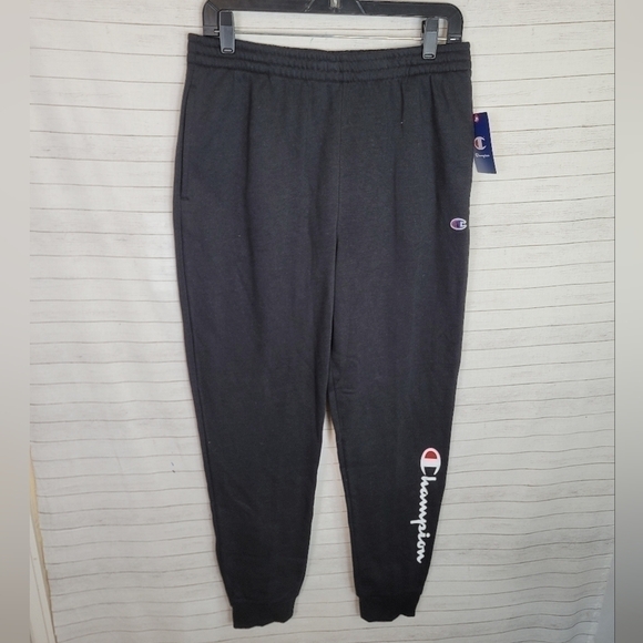 CHAMPION Fleece Joggers, Classic Script, 25" in Black, sz XL - Picture 1 of 9